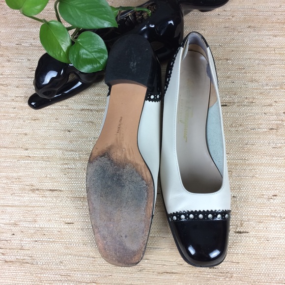 Salvatore Ferragamo Black/White Spectator Loafer - Picture 2 of 5